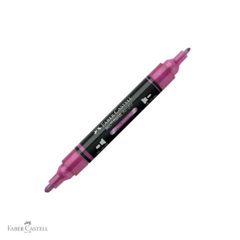 Markere si instrumente de desen artistic - Marker acrilic Faber-Castell Multimark, culoare roz metalizat 290, varf dublu, pentru suprafete multiple