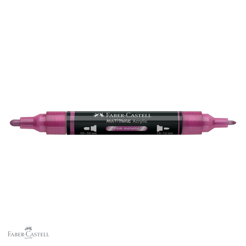 Marker acrilic Faber-Castell Multimark, culoare roz metalizat 290, varf dublu, pentru suprafete multiple [3]