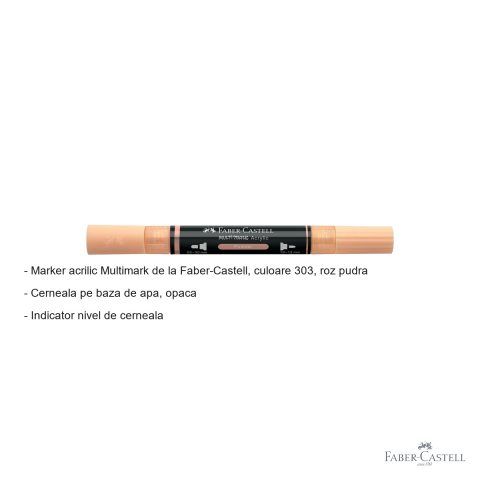 Marker acrilic Faber-Castell Multimark, culoare roz pudra 303, varf dublu, pentru suprafete multiple [1]