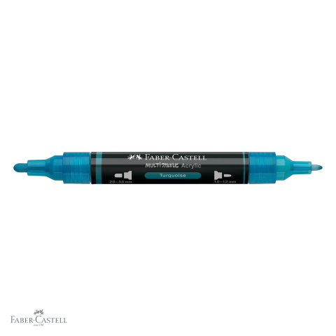 Marker acrilic Faber-Castell Multimark, culoare turcoaz 313, varf dublu, pentru suprafete multiple [3]