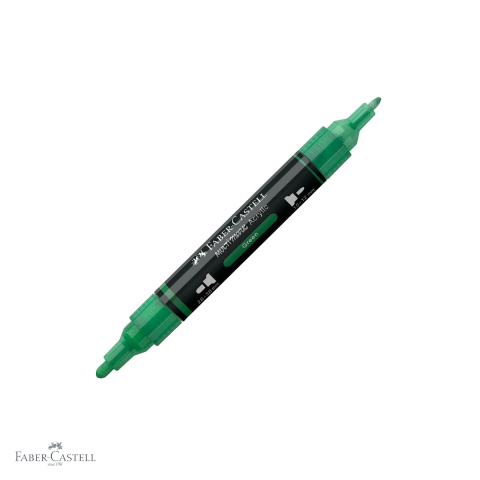 Markere si instrumente de desen artistic - Marker acrilic Faber-Castell Multimark, culoare verde 316, varf dublu, pentru multiple suprafete