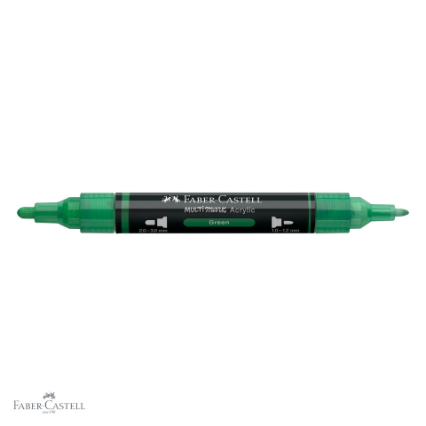 Marker acrilic Faber-Castell Multimark, culoare verde 316, varf dublu, pentru multiple suprafete [3]