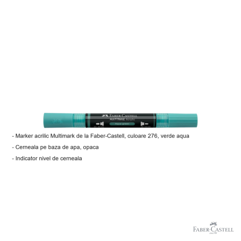 Marker acrilic Faber-Castell Multimark, culoare verde aqua 276, varf dublu, pentru suprafete multiple [1]