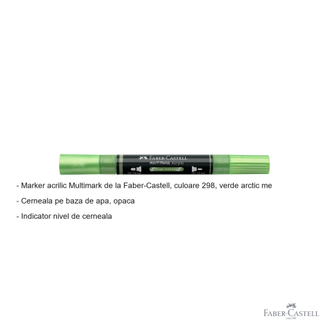 Marker acrilic Faber-Castell Multimark, culoare verde arctic metalizat 298, varf dublu, pentru suprafete multiple [1]