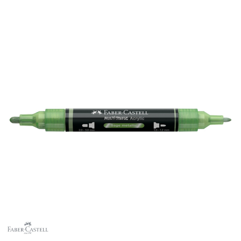 Marker acrilic Faber-Castell Multimark, culoare verde arctic metalizat 298, varf dublu, pentru suprafete multiple [3]