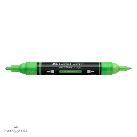 Marker acrilic Faber-Castell Multimark, culoare verde neon 257, varf dublu, pentru suprafete multiple [3]