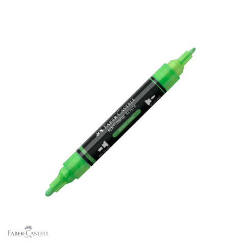 Markere si instrumente de desen artistic - Marker acrilic Faber-Castell Multimark, culoare verde neon 257, varf dublu, pentru suprafete multiple