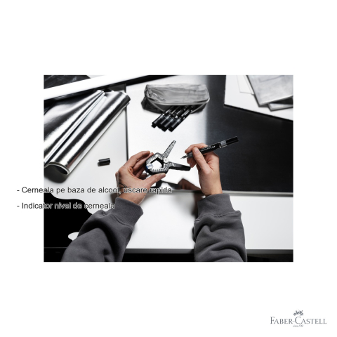 Marker acrilic Faber-Castell Multimark, efect oglinda, varf dublu, culoare 551, pentru suprafete multiple [1]