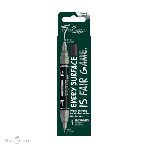 Birotica papetarie - Marker acrilic Faber-Castell Multimark, efect oglinda, varf dublu, culoare 551, pentru suprafete multiple