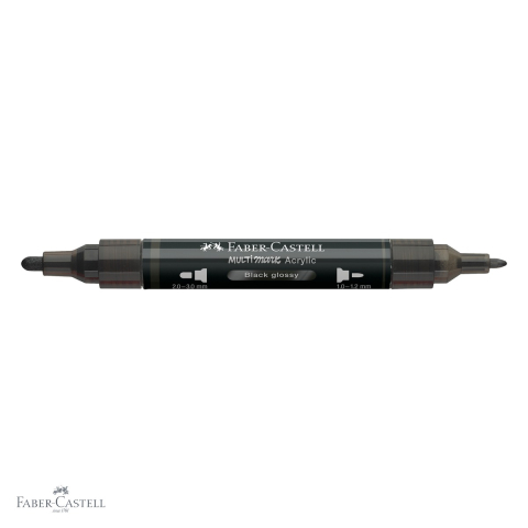 Marker acrilic Faber-Castell Multimark, negru lucios, varf dublu, pentru suprafete multiple [3]