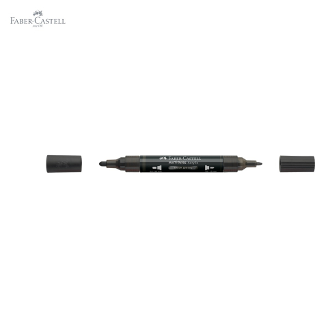Marker acrilic Faber-Castell Multimark, negru lucios, varf dublu, pentru suprafete multiple [4]