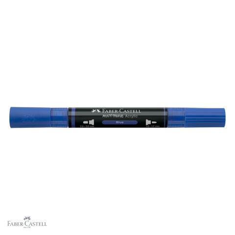 Marker acrilic Faber-Castell Multimark, varf dublu, culoare albastru 120, pentru suprafete multiple [3]
