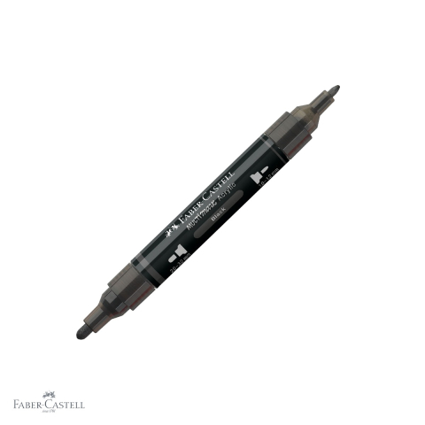 Markere si instrumente de desen artistic - Marker acrilic Faber-Castell Multimark, varf dublu, culoare neagra, pentru suprafete multiple