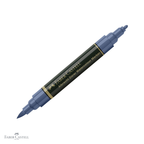 Markere si instrumente de desen artistic - Marker acuarela Faber-Castell Albrecht Durer, albastru indian 247, varf dublu pensula si carioca, pentru schite si pictura