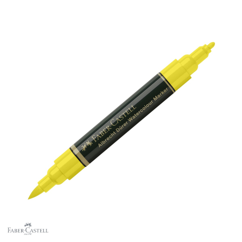 Markere si instrumente de desen artistic - Marker acuarela Faber-Castell Albrecht Durer, galben cadmium 107, varf dublu pensula si carioca, pentru schite si pictura