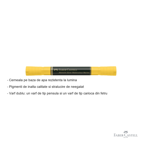 Marker acuarela Faber-Castell Albrecht Durer, galben crom inchis 109, varf dublu pensula si fetru, pentru schite si pictura [1]