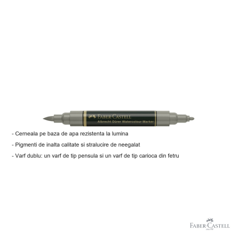 Marker acuarela Faber-Castell Albrecht Durer, gri rece cald IV 273, varf dublu pensula si fetru, pentru schite si pictura [1]