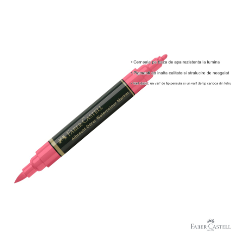 Marker acuarela Faber-Castell Albrecht Durer, rosu scarlet aprins 219, varf dublu pensula si fetru, pentru schite si acuarela [2]