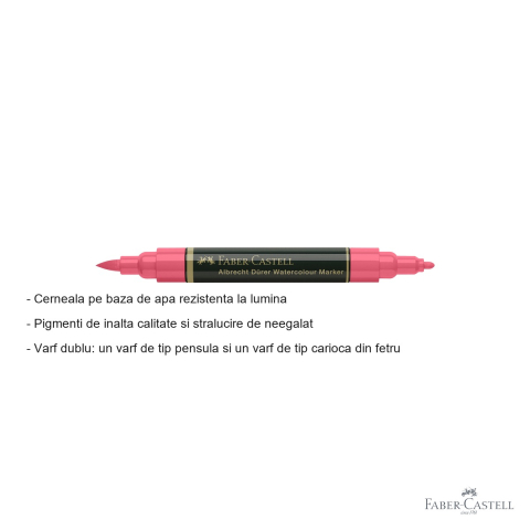 Marker acuarela Faber-Castell Albrecht Durer, rosu scarlet aprins 219, varf dublu pensula si fetru, pentru schite si acuarela [1]