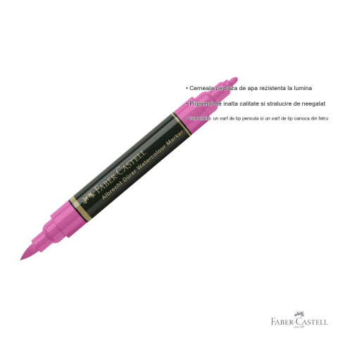 Marker acuarela Faber-Castell Albrecht Durer, roz purpuriu mediu, varf dublu pensula si carioca, pentru schite si pictura [2]