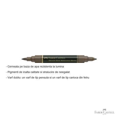 Marker acuarela Faber-Castell Albrecht Durer, sepia inchis 175, varf dublu pensula si fetru, pentru schite si pictura [1]