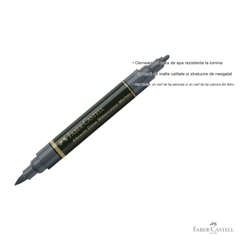 Marker acuarela Faber-Castell Albrecht Durer, varf dublu pensula si carioca, indigo inchis 157 [2]