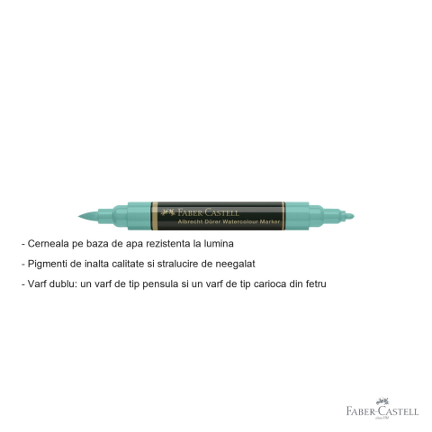 Marker acuarela Faber-Castell Albrecht Durer, varf dublu pensula si carioca, verde cobalt 156, pentru schite si pictura [1]