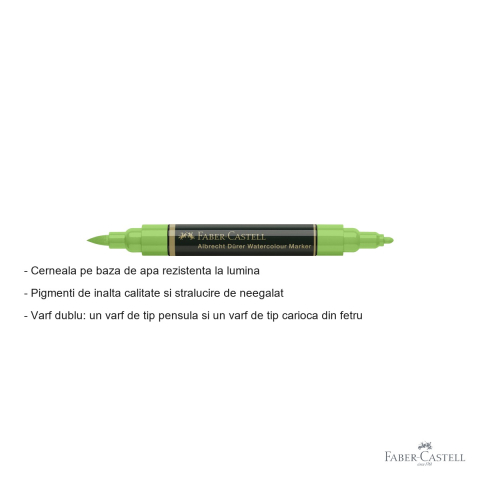 Marker acuarela Faber-Castell Albrecht Durer, verde frunza 112, varf dublu pensula si carioca, pentru schite si pictura acuarela [1]
