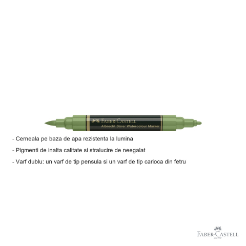 Marker acuarela Faber-Castell Albrecht Durer, verde oliv 167, varf dublu pensula si carioca, pentru schite si pictura [1]