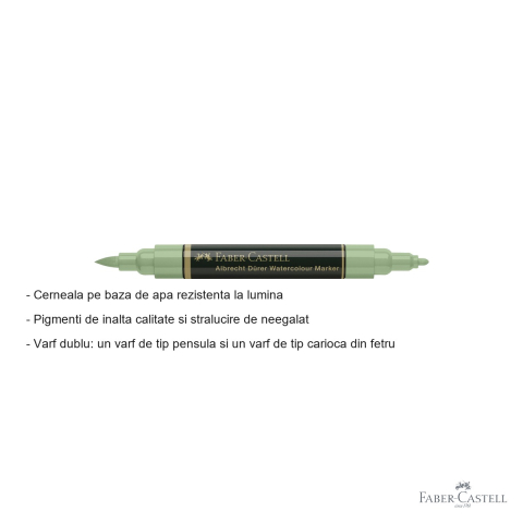Marker acuarela Faber-Castell Albrecht Durer, verde pamant 172, varf dublu pensula si fetru, pentru schite si pictura [1]