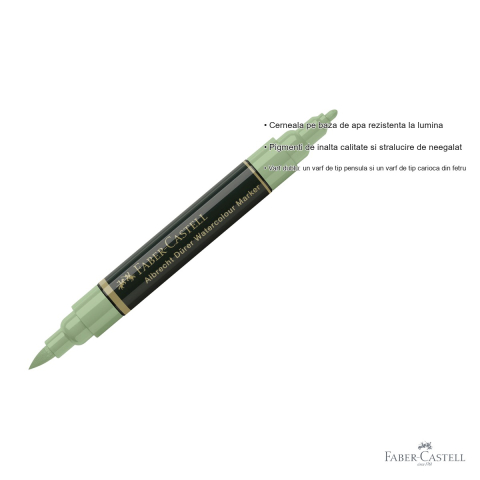 Marker acuarela Faber-Castell Albrecht Durer, verde pamant 172, varf dublu pensula si fetru, pentru schite si pictura [2]