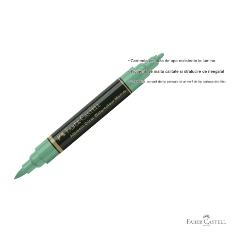 Marker acuarela Faber-Castell Albrecht Durer, verde phtalo 264, varf dublu pensula si fetru, pentru schite si pictura [2]