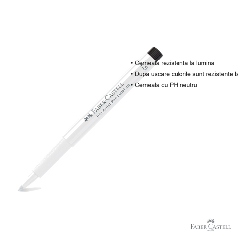 Marker caligrafic Faber-Castell Pitt Artist Pen, varf 1.5mm, cerneala alba permanenta, pentru arta si ilustratie [2]