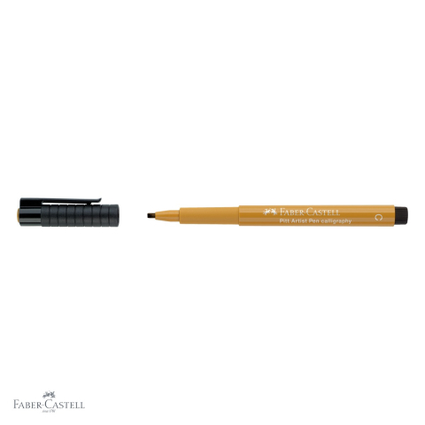 Marker caligrafic Faber-Castell Pitt Artist Pen, varf C 2.5mm, cerneala auriu verzui permanenta, pentru artisti si designeri [3]