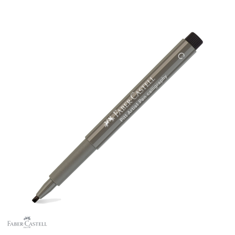 Markere si instrumente de desen artistic - Marker caligrafic Faber-Castell Pitt Artist Pen, varf caligrafic 2.5 mm, cerneala gri cald, pentru artisti si designeri