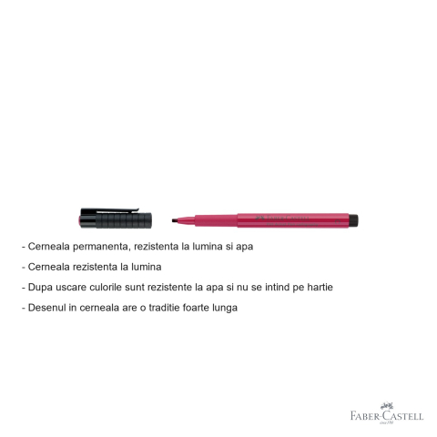 Marker caligrafic Faber-Castell Pitt Artist Pen, varf pensula 2.5 mm, roz carmin, pentru arta si design [1]