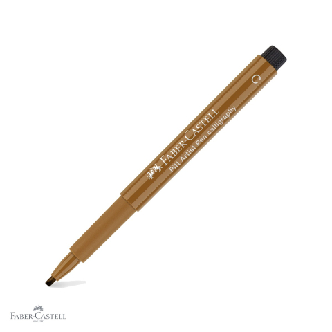 Markere si instrumente de desen artistic - Marker caligrafic Faber-Castell Pitt Artist Pen, varf tip pensula 2.5mm, maro umbra, pentru schite si ilustratii