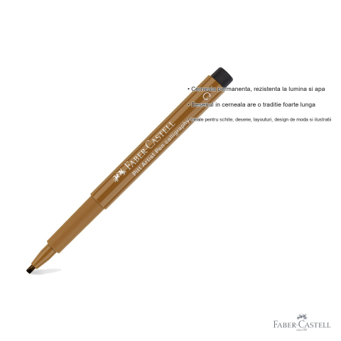 Marker caligrafic Faber-Castell Pitt Artist Pen, varf tip pensula 2.5mm, maro umbra, pentru schite si ilustratii [2]