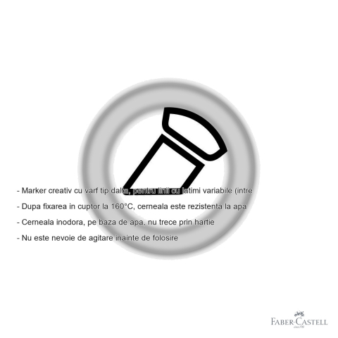 Marker creativ Faber-Castell Goldfaber 501 alb, varf dalta, cerneala pe baza de apa, pentru suprafete multiple [1]