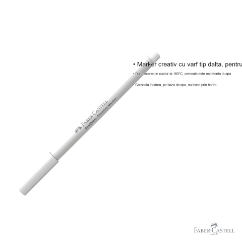 Marker creativ Faber-Castell Goldfaber 501 alb, varf dalta, cerneala pe baza de apa, pentru suprafete multiple [2]