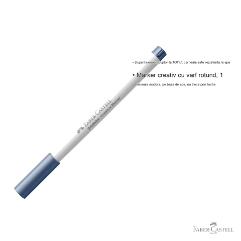 Marker creativ Faber-Castell Goldfaber, albastru marin metalizat 553, varf rotund 1.5 mm, pentru hartie, sticla si metal [2]
