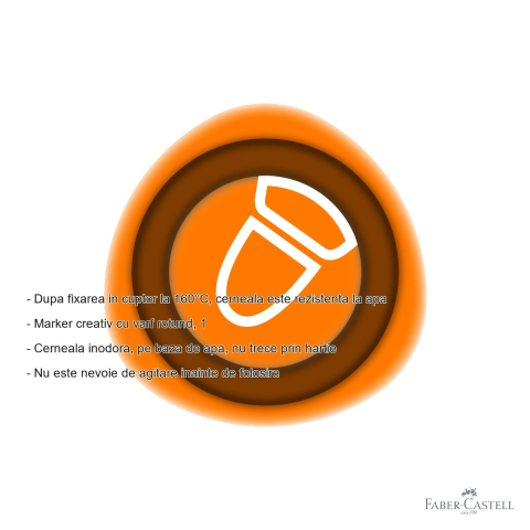 Marker creativ Faber-Castell Goldfaber portocaliu 513, varf rotund 1.5 mm, pentru hartie, sticla, metal si plastic [1]