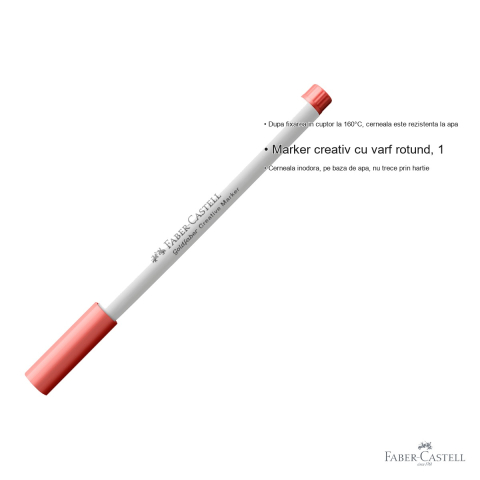 Marker creativ Faber-Castell Goldfaber rosu 521, varf rotund 1.5mm, pentru hartie, sticla, metal si plastic [2]