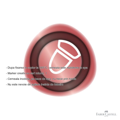 Marker creativ Faber-Castell Goldfaber, rosu crimson metalizat 593, varf rotund 1.5mm, pentru hartie, sticla si metal [1]