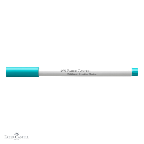 Marker creativ Faber-Castell Goldfaber, varf dalta, albastru caraibe 556, pentru suprafete multiple [3]