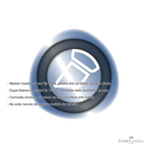 Marker creativ Faber-Castell Goldfaber, varf dalta, albastru metalizat, pentru suprafete multiple [1]