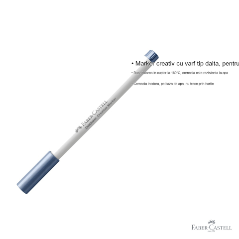 Marker creativ Faber-Castell Goldfaber, varf dalta, albastru metalizat, pentru suprafete multiple [2]