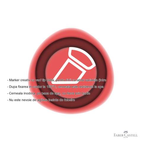 Marker creativ Faber-Castell Goldfaber, varf dalta, rosu pepene 521, pentru hartie sticla plastic metal piatra [1]