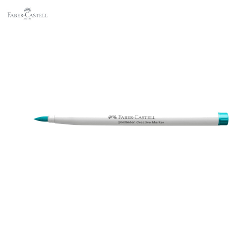 Marker creativ Faber-Castell Goldfaber, varf pensula, albastru Caraibe 556, pentru desen si decorare [4]