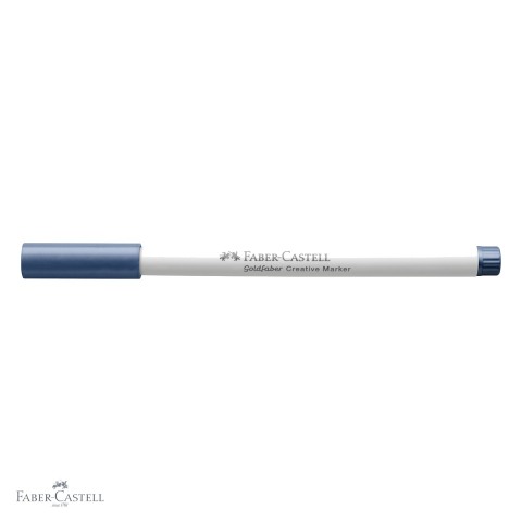 Marker creativ Faber-Castell Goldfaber, varf pensula, albastru marin metalizat 553, pentru suprafete multiple [3]